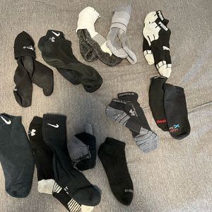 Nike Under Armour athletic socks and others
